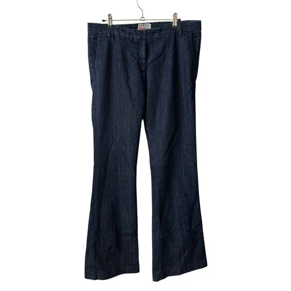 Current / Elliott 32 The Neat Trouser Jeans Dark Blue Denim Wide Leg 70s - Picture 1 of 10